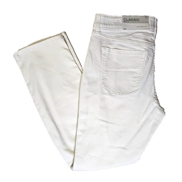 Liz Claiborne Classic Skinny Jeans Women's Size 12 Mid Rise White Denim - Picture 1 of 7
